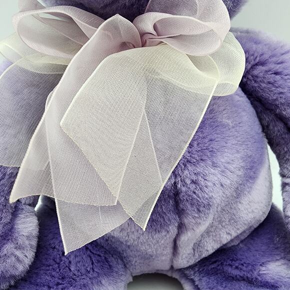 Vintage Commonwealth Purple Bear Plush 10" Satin Bow Heart Nose & Feet 2002 - Picture 8 of 11